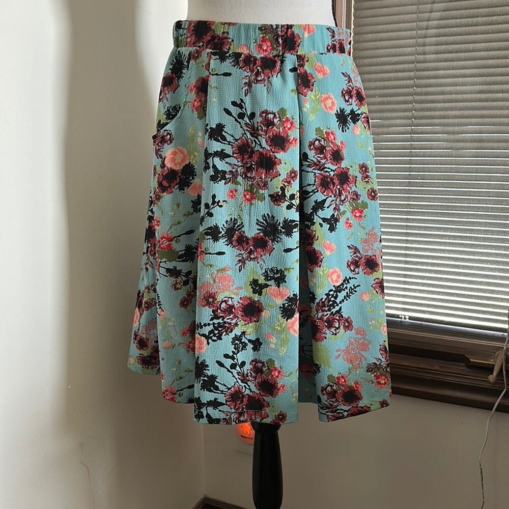 Downeast | Pleated Circle Blue Garden Skirt Size S
